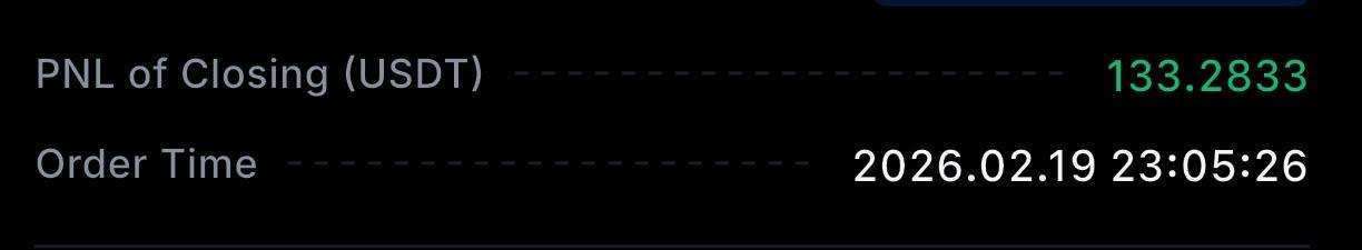 لقطة شاشة لنتيجة عضو تُظهر +133.28 USDT