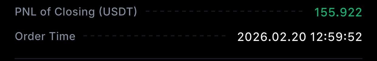 لقطة شاشة لنتيجة عضو تُظهر +155.92 USDT