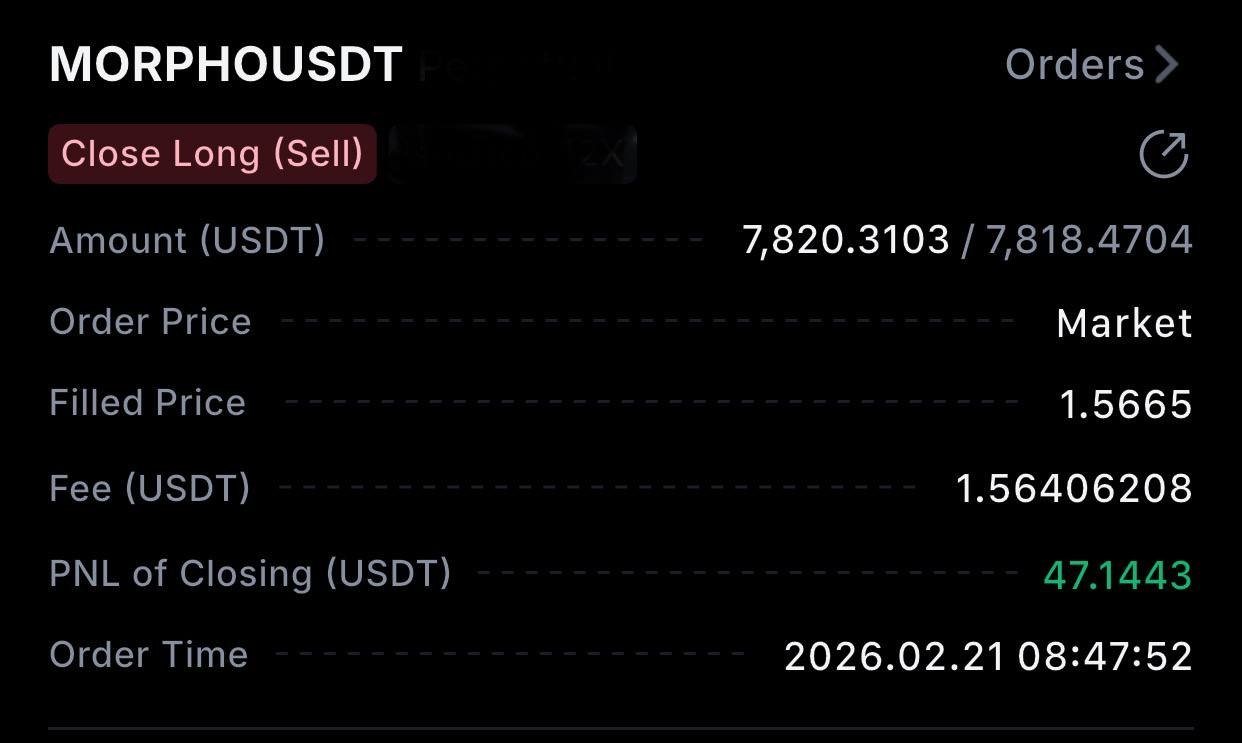 لقطة شاشة لنتيجة عضو تُظهر +47.14 USDT