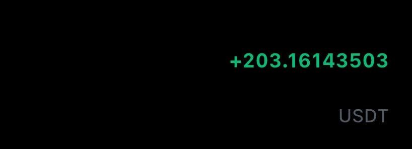 لقطة شاشة لنتيجة عضو تُظهر +203.16 USDT