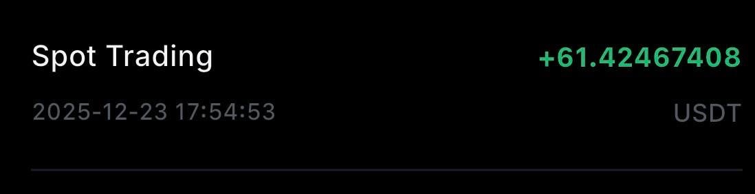 لقطة شاشة لنتيجة عضو تُظهر +61.42 USDT